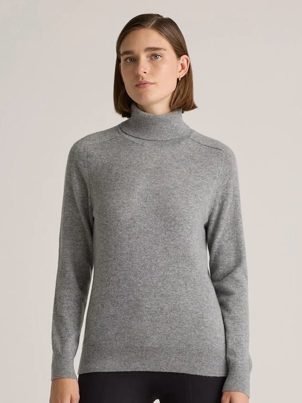 Quince Mongolian Cashmere Turtleneck Sweater Heather Gray Size S NWOT